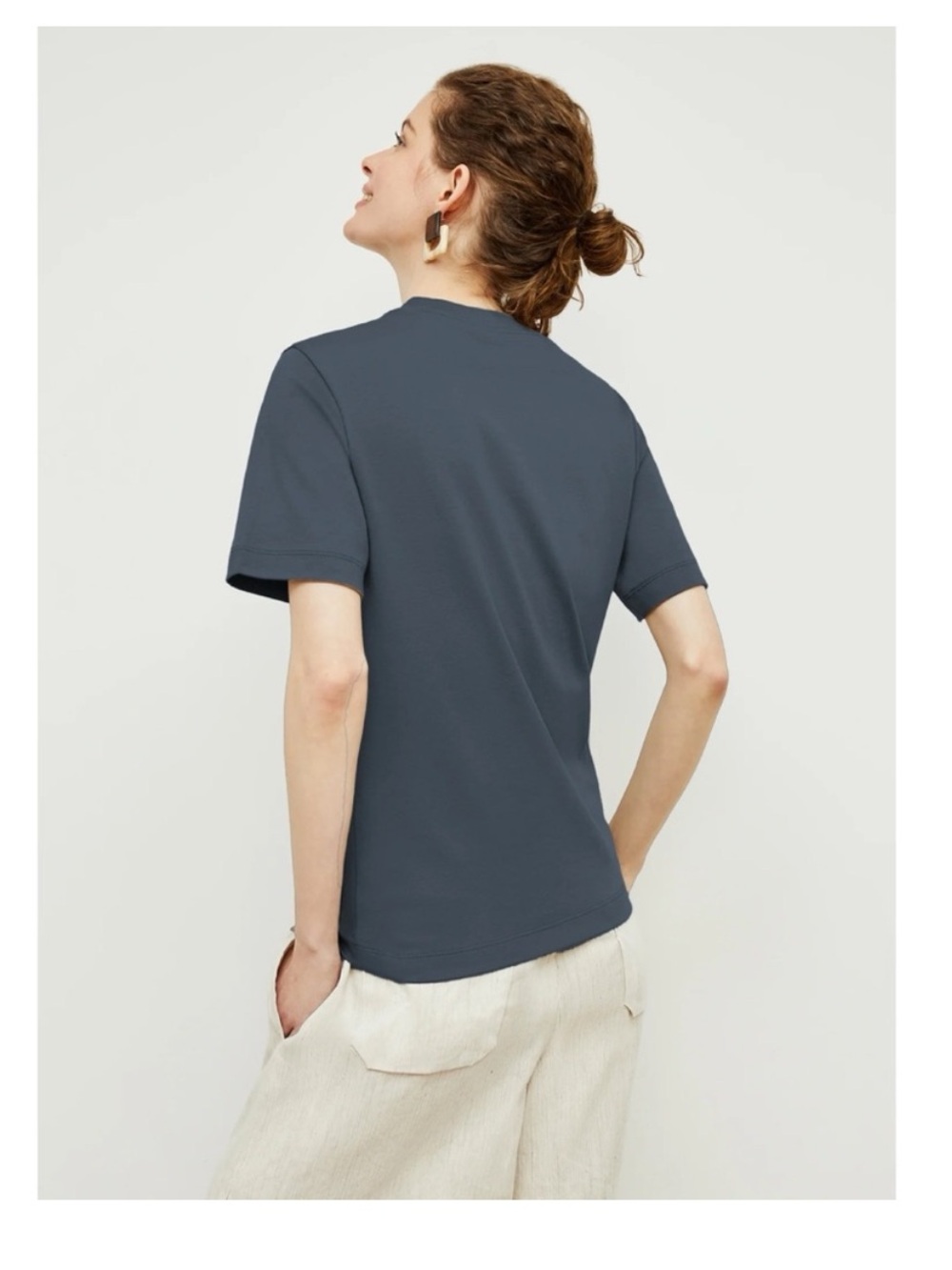 MM LaFleur MEDIUM Gray Blue Leslie 100% Pima Cotton Short Sleeve Tee Shirt - Picture 4 of 8